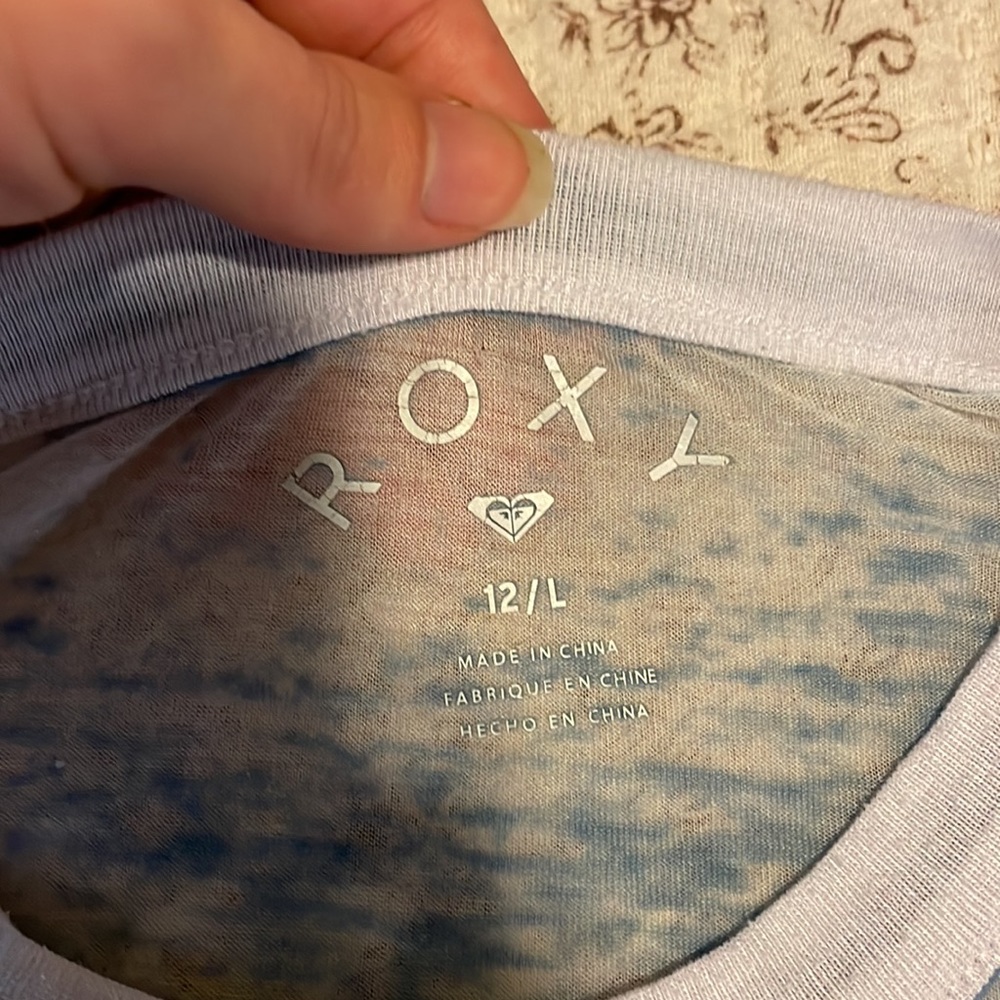 Roxy Ocean Blue Kids Tee with White Accents - Picture 2 of 2